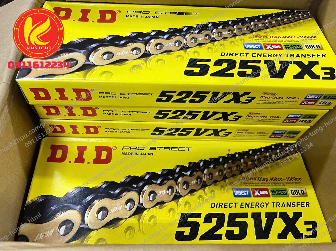 Sên Phốt DID 525VX3 Xring Vàng 120 mắt chính hãng